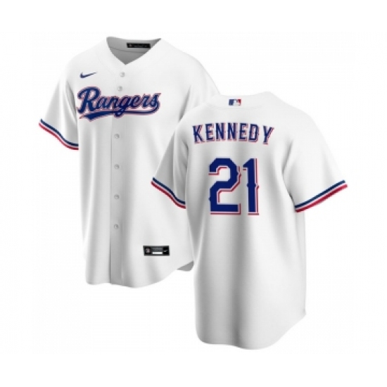 Men's Texas Rangers 21 Ian Kennedy White Cool Base Stitched Baseball Jersey