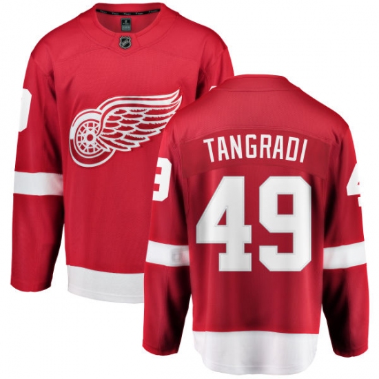 Men's Detroit Red Wings 49 Eric Tangradi Fanatics Branded Red Home Breakaway NHL Jersey
