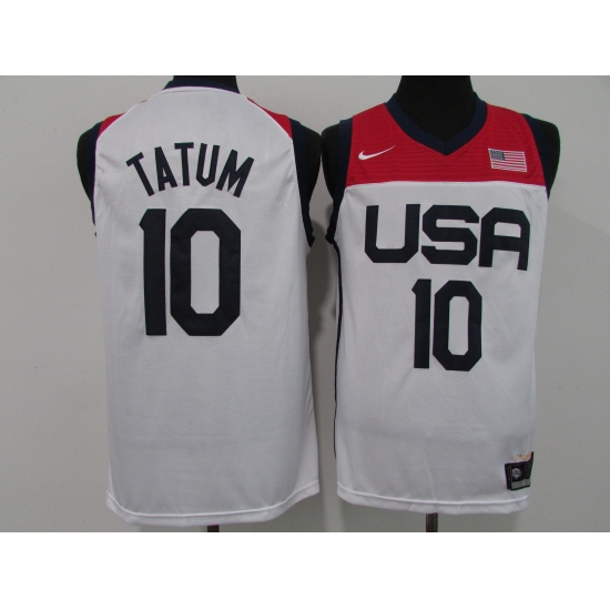 Men's Boston Celtics 10 Jayson Tatum USA Basketball Tokyo Olympics 2021 White Jersey