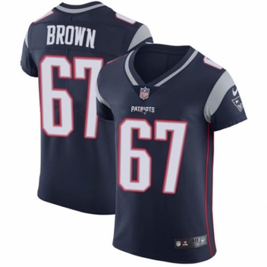 Men's Nike New England Patriots 67 Trent Brown Navy Blue Team Color Vapor Untouchable Elite Player NFL Jersey