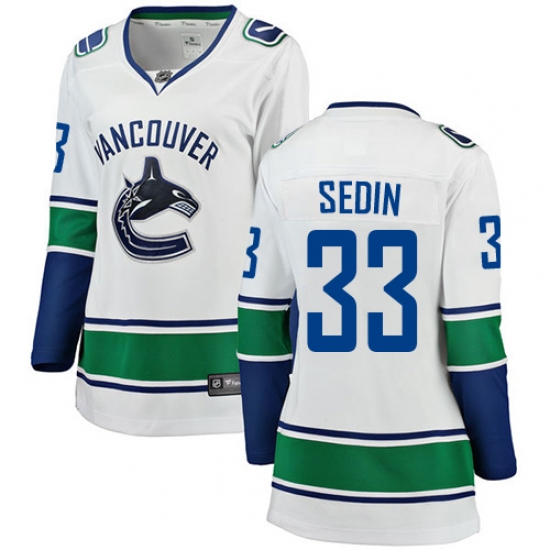Women's Vancouver Canucks 33 Henrik Sedin Fanatics Branded White Away Breakaway NHL Jersey