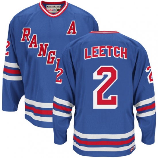 Men's CCM New York Rangers 2 Brian Leetch Authentic Royal Blue Heroes of Hockey Alumni Throwback NHL Jersey