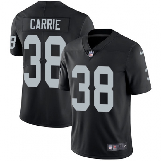 Youth Nike Oakland Raiders 38 T.J. Carrie Elite Black Team Color NFL Jersey