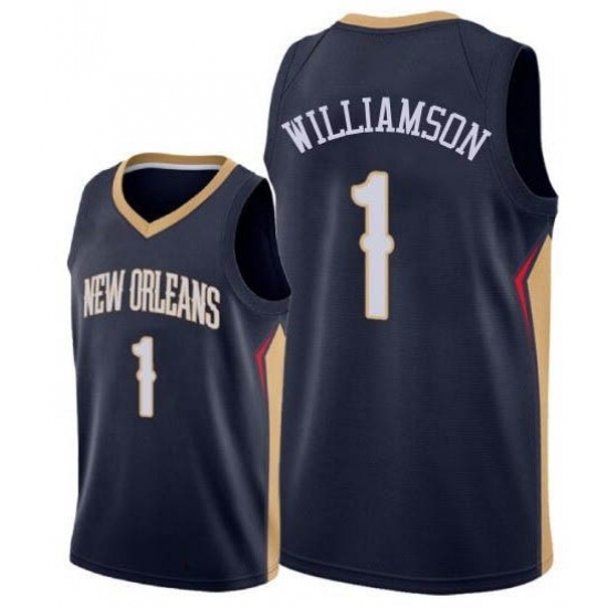 Men's Nike New Orleans Pelicans 1 Zion Williamson Navy NBA Swingman Icon Edition Jersey
