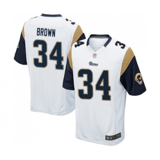 Men's Los Angeles Rams 34 Malcolm Brown Game White Football Jersey