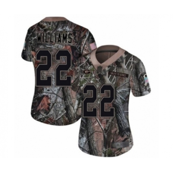 Women's Green Bay Packers 22 Dexter Williams Limited Camo Rush Realtree Football Jersey