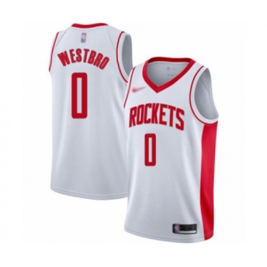 Men's Houston Rockets 0 Russell Westbrook Authentic White Finished Basketball Jersey - Association Edition