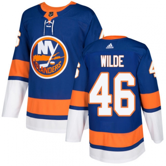 Men's Adidas New York Islanders 46 Bode Wilde Premier Royal Blue Home NHL Jersey