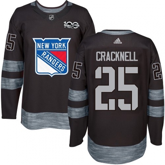 Men's Adidas New York Rangers 25 Adam Cracknell Authentic Black 1917-2017 100th Anniversary NHL Jersey