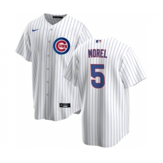 Men's Nike Chicago Cubs 5 Christopher Morel Chicago White Cool Base Stitched Baseball Jersey