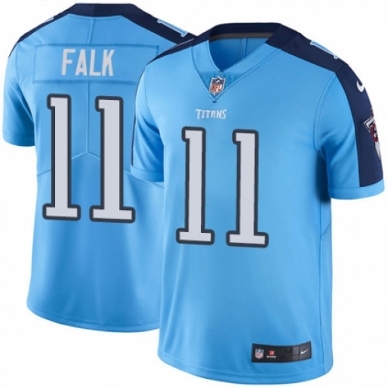 Men's Nike Tennessee Titans 11 Luke Falk Limited Light Blue Rush Vapor Untouchable NFL Jersey