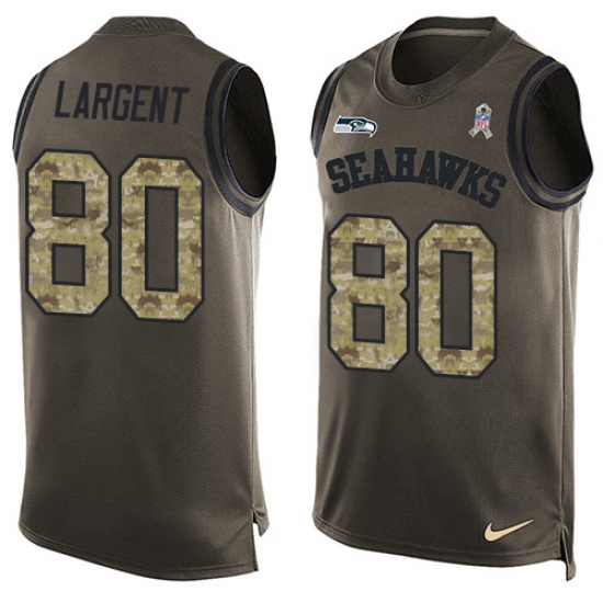 Men's Nike Seattle Seahawks 80 Steve Largent Limited Green Salute to Service Tank Top NFL Jersey