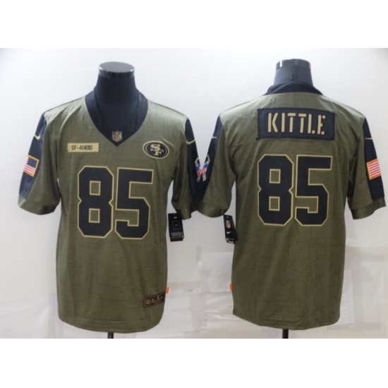 Men's San Francisco 49ers 85 George Kittle Nike Olive 2021 Salute To Service Limited Player Jersey
