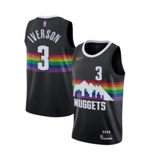 Men's Denver Nuggets 3 Allen Iverson Swingman Black Basketball Jersey - 2019 20 City Edition