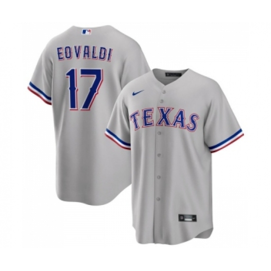 Men's Texas Rangers 17 Nathan Eovaldi Gray Cool Base Stitched Baseball Jersey