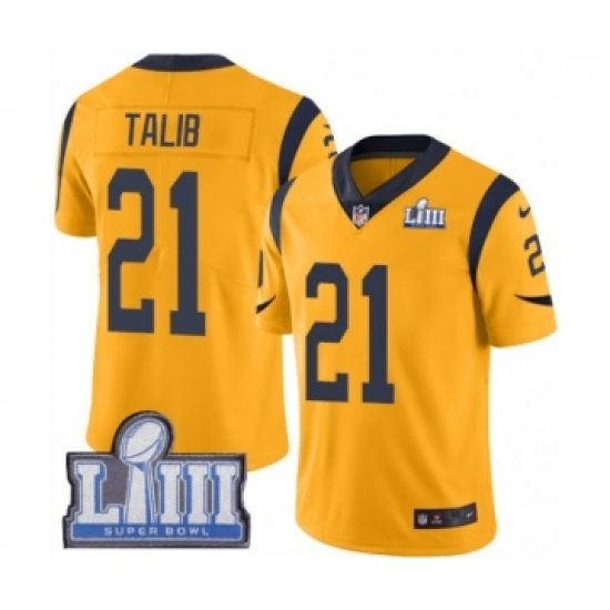 Men's Nike Los Angeles Rams 21 Aqib Talib Limited Gold Rush Vapor Untouchable Super Bowl LIII Bound NFL Jersey
