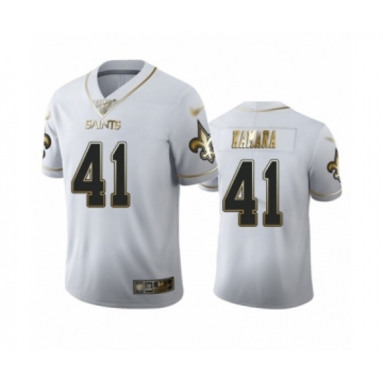 Men's New Orleans Saints 41 Alvin Kamara Limited White Golden Edition Football Jersey