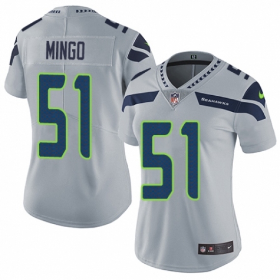 Women's Nike Seattle Seahawks 51 Barkevious Mingo Grey Alternate Vapor Untouchable Limited Player NFL Jersey