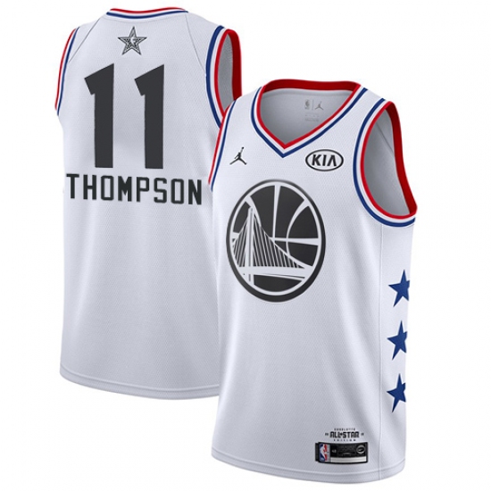 Men's Nike Golden State Warriors 11 Klay Thompson White NBA Jordan Swingman 2019 All-Star Game Jersey