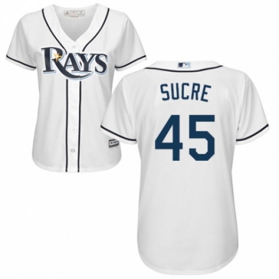 Women's Majestic Tampa Bay Rays 45 Jesus Sucre Replica White Home Cool Base MLB Jersey