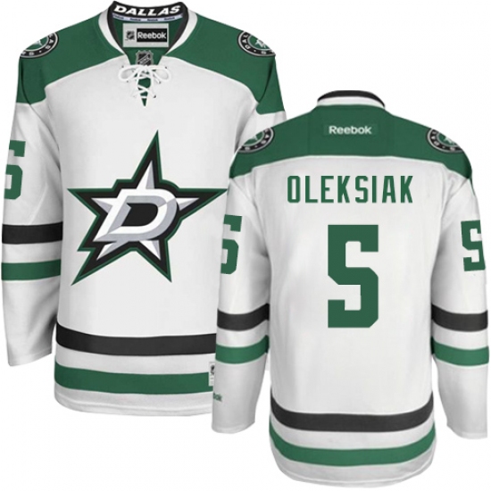 Women's Reebok Dallas Stars 5 Jamie Oleksiak Authentic White Away NHL Jersey