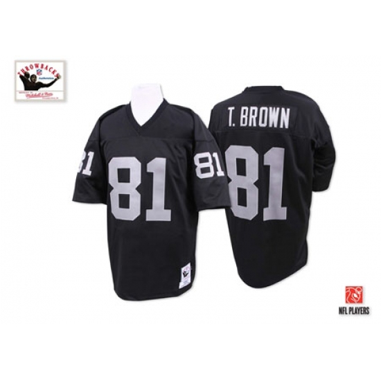 Youth Mitchell and Ness Oakland Raiders 81 Tim Brown Black Team Color Authentic NFL Throwback Jersey