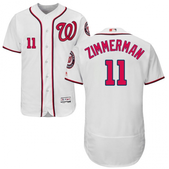 Men's Majestic Washington Nationals 11 Ryan Zimmerman White Home Flex Base Authentic Collection MLB Jersey