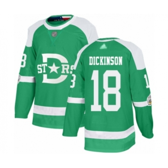 Men's Dallas Stars 18 Jason Dickinson Authentic Green 2020 Winter Classic Hockey Jersey