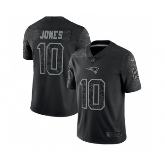Men's New England Patriots 10 Mac Jones Black Reflective Limited Stitched Football Jersey