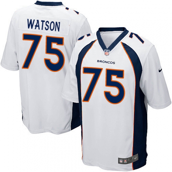 Men's Nike Denver Broncos 75 Menelik Watson Game White NFL Jersey
