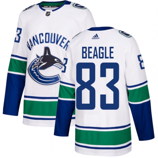 Men's Adidas Vancouver Canucks 83 Jay Beagle Authentic White Away NHL Jersey
