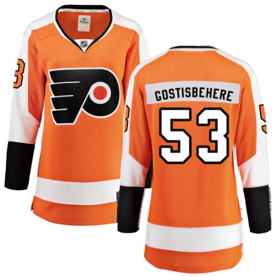 Women's Philadelphia Flyers 53 Shayne Gostisbehere Fanatics Branded Orange Home Breakaway NHL Jersey