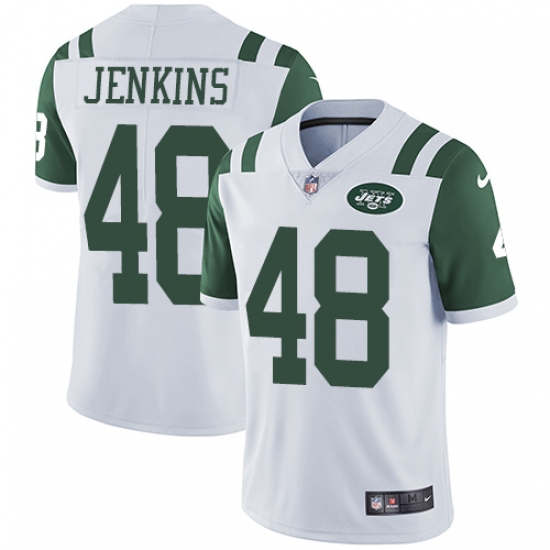 Men's Nike New York Jets 48 Jordan Jenkins White Vapor Untouchable Limited Player NFL Jersey