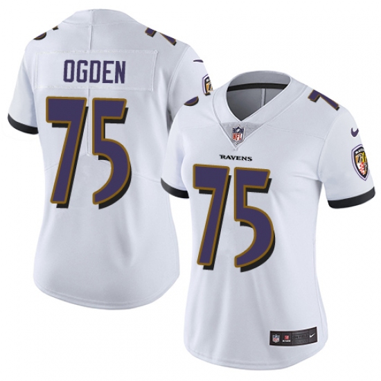 Women's Nike Baltimore Ravens 75 Jonathan Ogden White Vapor Untouchable Limited Player NFL Jersey