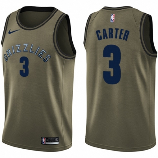 Men's Nike Memphis Grizzlies 3 Jevon Carter Swingman Green Salute to Service NBA Jersey