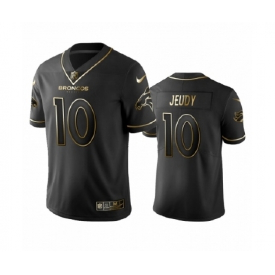 Denver Broncos 10 Jerry Jeudy Black Golden Edition Vapor Limited Jersey