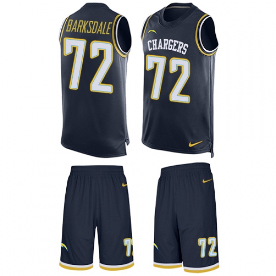 Men's Nike Los Angeles Chargers 72 Joe Barksdale Limited Navy Blue Tank Top Suit NFL Jersey
