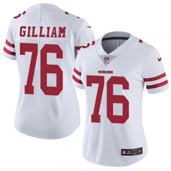 Women's Nike San Francisco 49ers 76 Garry Gilliam White Vapor Untouchable Limited Player NFL Jersey