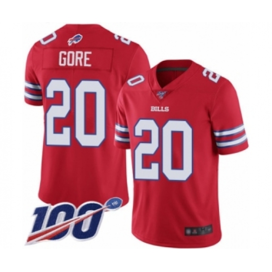 Men's Buffalo Bills 20 Frank Gore Limited Red Rush Vapor Untouchable 100th Season Football Jersey