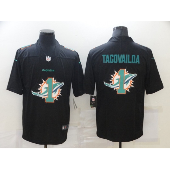 Men's Miami Dolphins 1 Tua Tagovailoa Black Nike Black Shadow Edition Limited Jersey