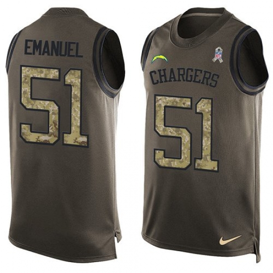 Men's Nike Los Angeles Chargers 51 Kyle Emanuel Limited Green Salute to Service Tank Top NFL Jersey