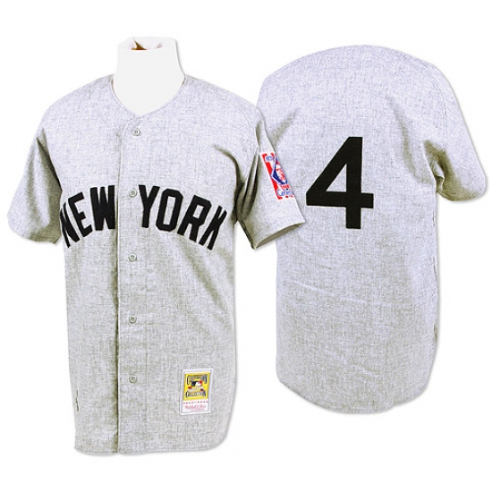 Men's Mitchell and Ness 1939 New York Yankees 4 Lou Gehrig Authentic Grey Throwback MLB Jersey