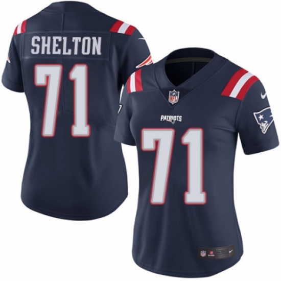 Women's Nike New England Patriots 71 Danny Shelton Limited Navy Blue Rush Vapor Untouchable NFL Jersey