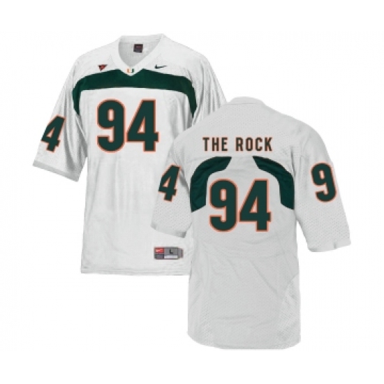 Miami Hurricanes 94 The Rock White College Football Jersey