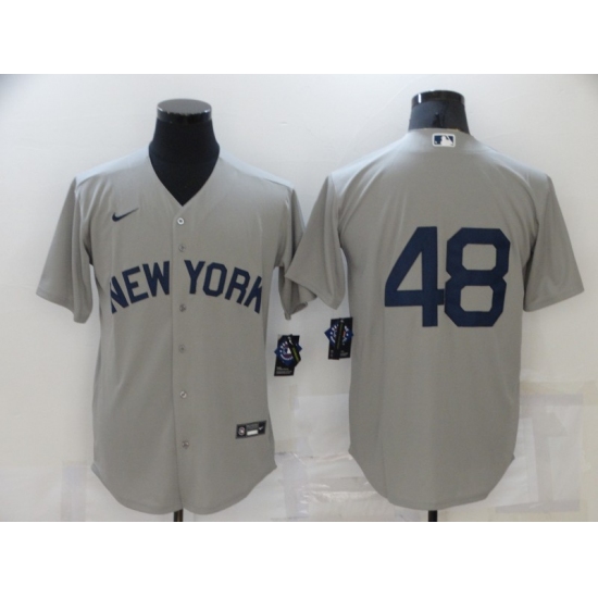 Men's New York Yankees 48 Anthony Rizzo Gray Game 2021 Field of Dreams Jersey