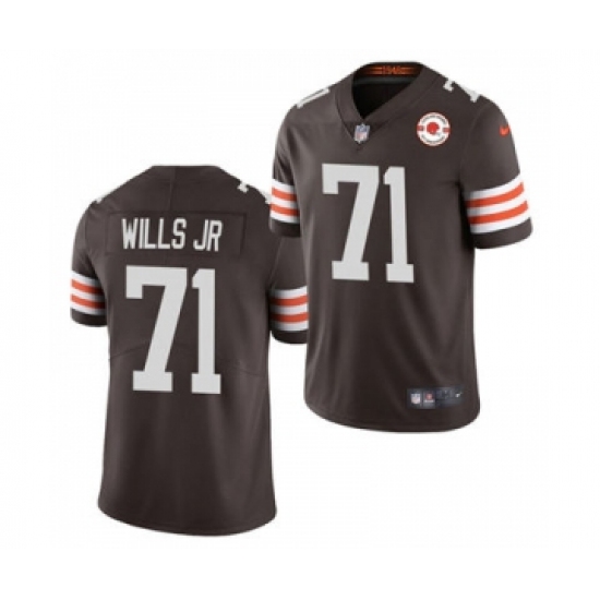 Men's Cleveland Browns 71 Jedrick Wills Jr. 2021 Brown 75th Anniversary Patch Vapor Untouchable Limited Jersey