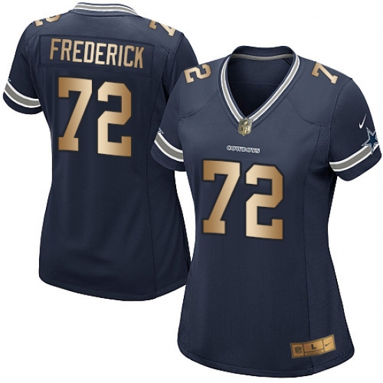 Women's Nike Dallas Cowboys 72 Travis Frederick Elite Navy/Gold Team Color NFL Jersey
