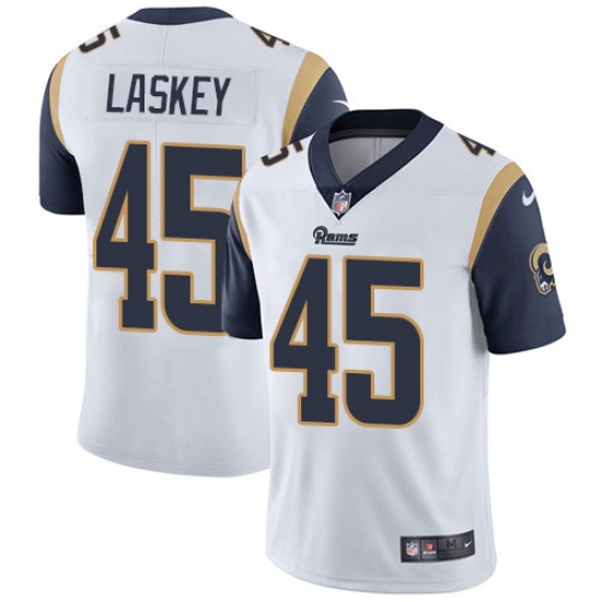 Men's Nike Los Angeles Rams 45 Zach Laskey White Vapor Untouchable Limited Player NFL Jersey