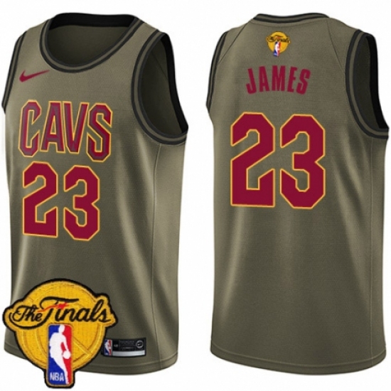 Youth Nike Cleveland Cavaliers 23 LeBron James Swingman Green Salute to Service 2018 NBA Finals Bound NBA Jersey