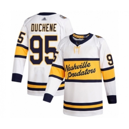 Men's Nashville Predators 95 Matt Duchene Authentic White 2020 Winter Classic Hockey Jersey